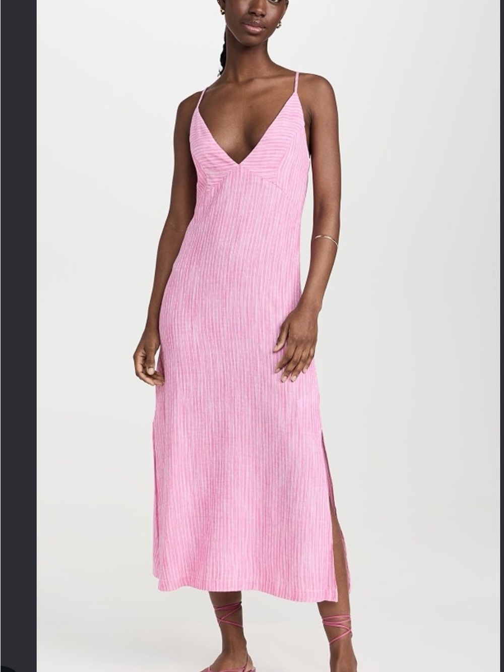 **NWT** Splendid Pink Ribbed V-Neck Slip Midi Dress